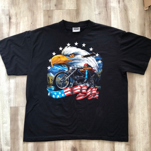 Rock, Eagle,‎ American Flag, Motorcycle, Biker, T Shirt, Vintage, The Roxx, XXL - Picture 3 of 12